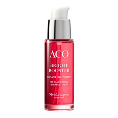 Aco Face Bright Booster kirkastaa pigmenttiläiskiä tehokkaasti ja tasoittaa ihon sävyä.