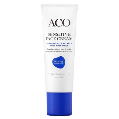 Aco Sensitive Balance Face cream rauhoittaa, vahvistaa ja ravitsee kuivaa ihoa.