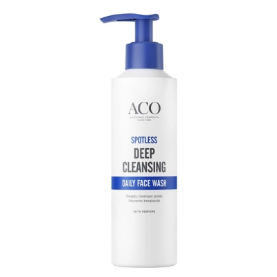 Aco Spotless Daily Face Wash on syväpuhdistava geeli rasvaiselle ja epäpuhtaalle iholle.