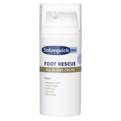 Salvequick Foot Rescue All In One Cream on monikäyttöinen pehmentävä jalkavoide.