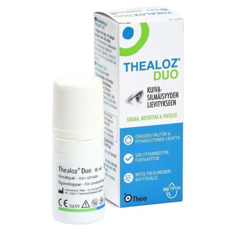 Thealoz Duo 10 ml kolmivaikutteinen silmätippa.