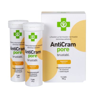 AntiCram pore 14 tablettia lihasten ja hermoston tueksi.