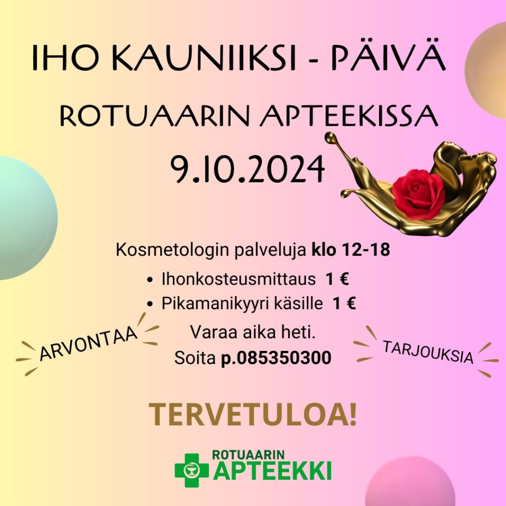 Ihon kauneuspäivä apteekillamme Oulun keskustassa 9.10.24