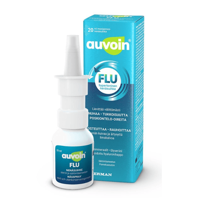 Auvoin Flu 20 ml nenän tukkoisuuteen ja kuivuuteen.