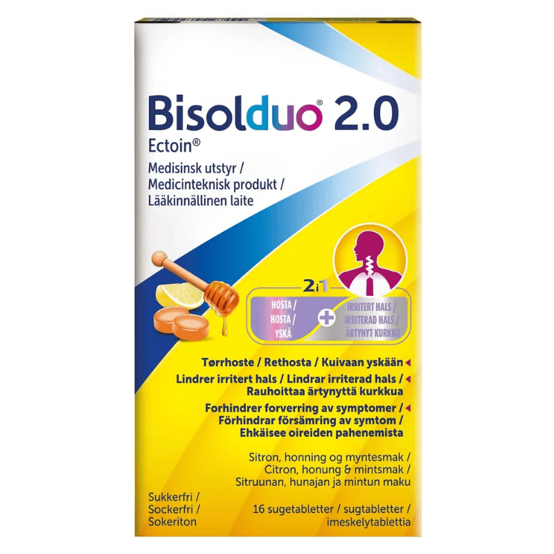 Bisolduo 2.0 imeskelytabletit lievittävät flunssan ensioireita.