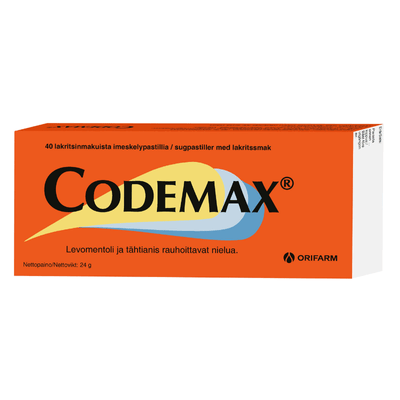 Codemax 40 kpl rauhoittaa nielua.