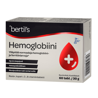 Bertils Hemoglobiini 60 tabl vatsaystävällinen rautavalmiste.
