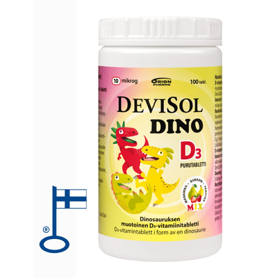 Devisol Dino Mix 100 tabl. D-vitamiinilisä lapsille.