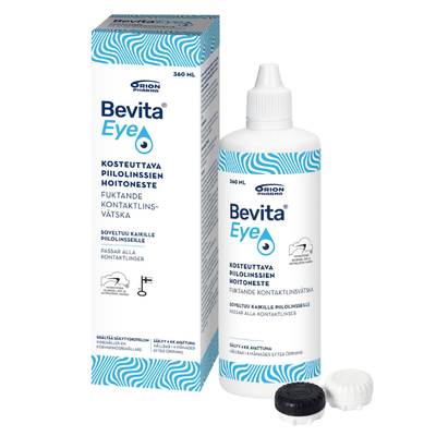 Bevita Eye hoitoneste piilolinssien puhdistukseen ja säilytykseen.