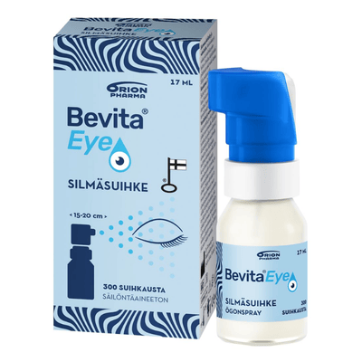 Bevita Eye silmäsuihke kosteuttaa ja voitelee silmiä.