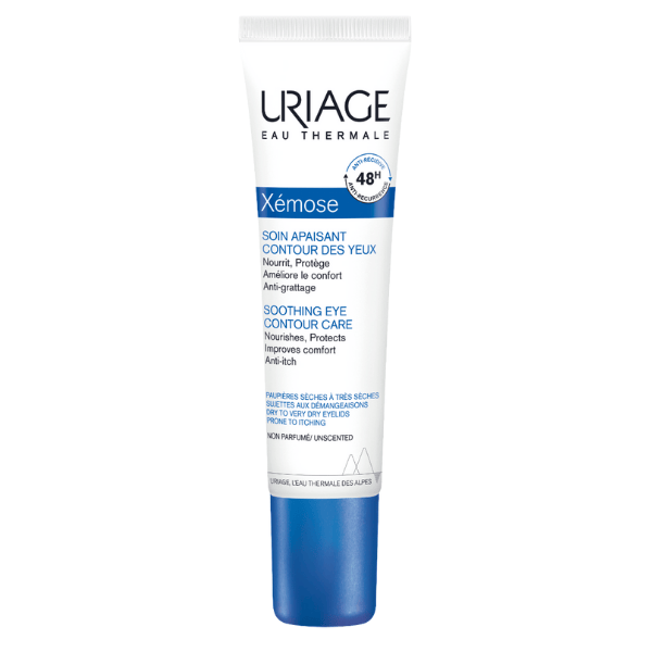 Uriage Xemose Soothing Eye Contour Care kuivien ja kutisevien silmänympärysten hoitoon.
