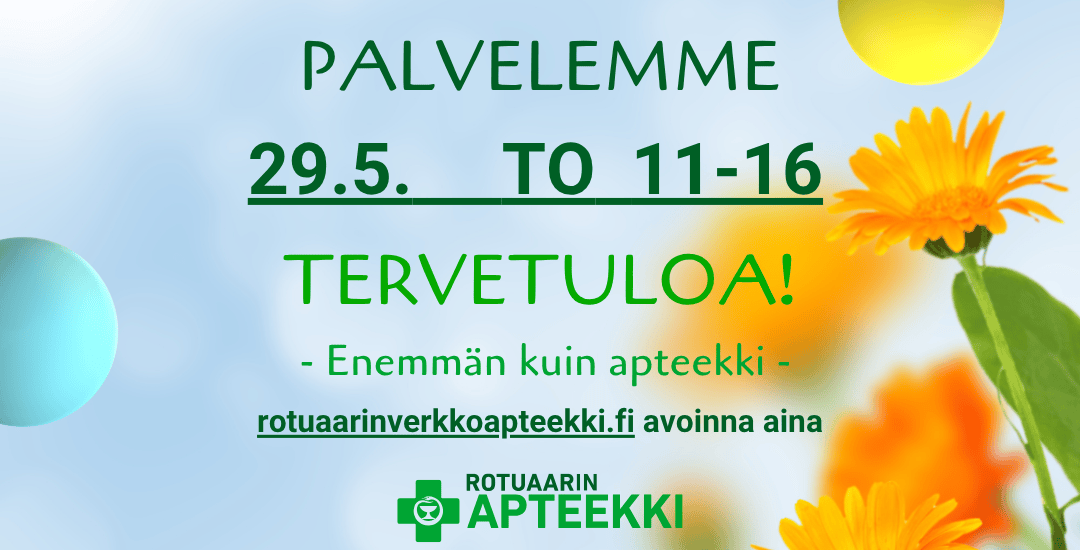 Palvelemme helatorstaina 29.5. Oulun keskustassa, tervetuloa!