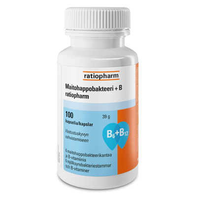 Maitohappobakteeri +B Ratiopharm ja b-vitamiinit jokapäiväiseen käyttöön.