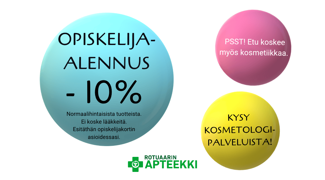 Alennusta opiskelijoille apteekistamme.