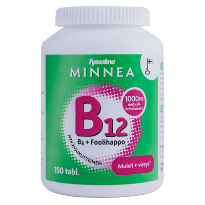 Minnea B12+B6+Foolihappo muistin toiminnalle ja väsymystä vähentämään.