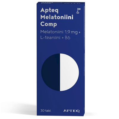 Apteq Melatoniini Comp pitkävaikutteinen valmiste tukemaan nukahtamista.