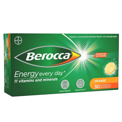 Berocca Energy Orange poretabletti uupumukseen ja väsymykseen.