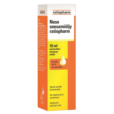 Naso seesamiöljy ratiopharm nenäsuihke voitelee ja kosteuttaa nenän limakalvoja.