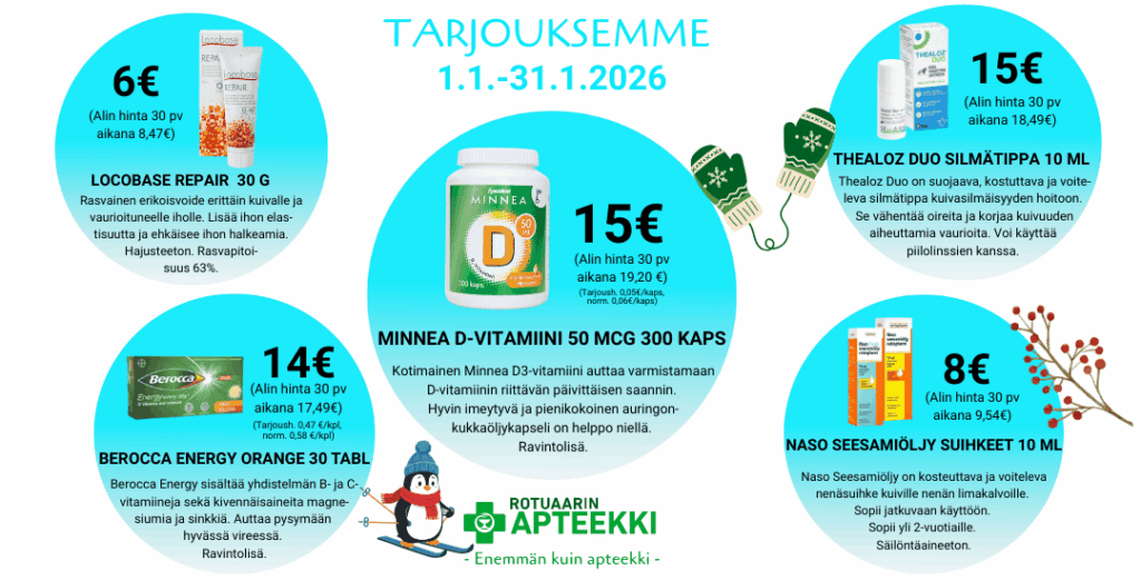 Tarjouksemme tammikuussa 2026 Oulun keskustassa rotuaarilla.