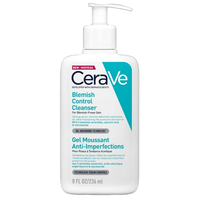 CeraVe Blemish Control -puhdistusgeeli 236 ml tehokas epäpuhtauksien puhdistaja akneen taipuvaiselta iholta.