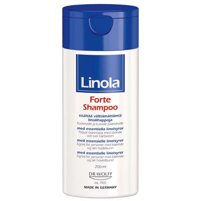 Linola Forte Shampoo kuivan ja kutiavan hiuspohjan hoitoon.