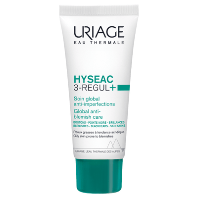 Uriage Hyseac 3-Regul+ kasvovoide 40 ml hoitaa epäpuhtaan ihon oireita tehokkaasti.