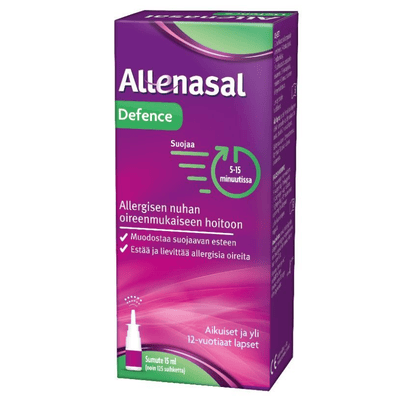 Allenasal Defence nenäsumute muodostaa suojaavan kalvon allergeenejä vastaan nenän limakalvoille.