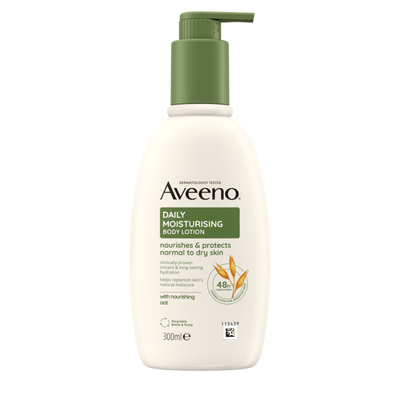 Aveeno Daily Moisturising Body Lotion ihoasi rauhoittamaan Rotuaarin apteekista.