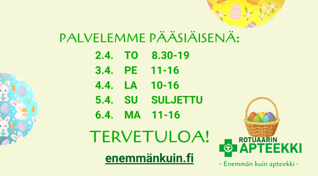 Palvelemme pääsiäisen aikaan poikkeavin aukioloajoin Oulun keskustassa rotuaarilla. Tervetuloa!