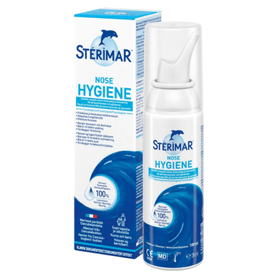 Sterimar Nose Hygiene 100 ml puhdistaa ja poistaa epäpuhtauksia nenän limakalvoilta.
