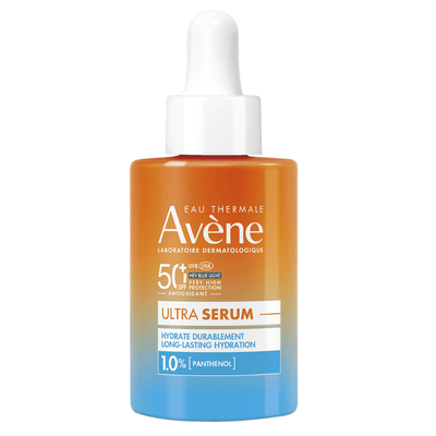 Avene Sun Ultra Serum Hydrating SPF 50+ 30 ml korkealla aurinkosuojalla kasvoille ja kaulalle.