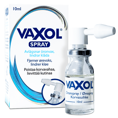 Vaxol korvasumute 10 ml pitää korvat puhtaina ja terveinä.