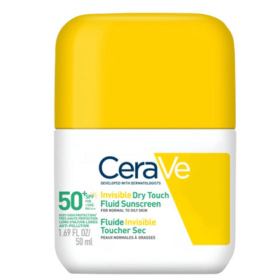 CeraVe Invisible Dry Touch Fluid SPF50+ 50 ml aurinkosuoja kasvoille.