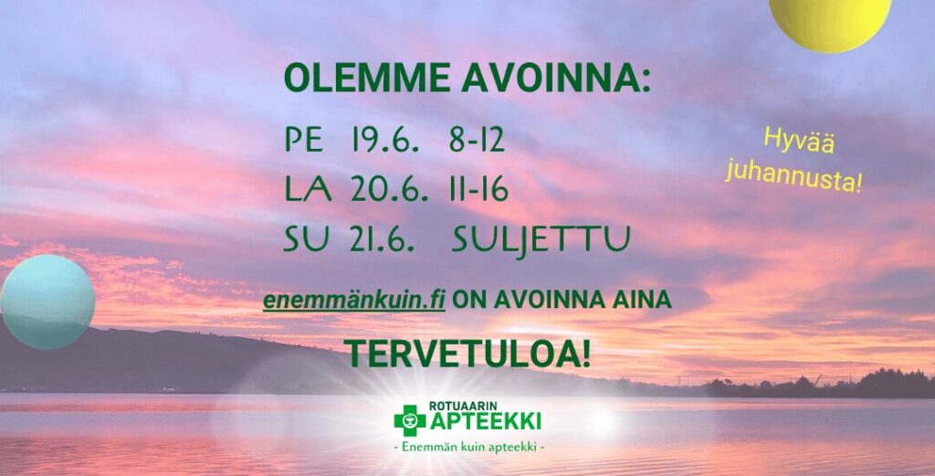 Palvelemme juhannusaattona klo 8-12 ja juhannuspäivänä klo 11-16. Tervetuloa Oulun keskustaan rotuaarille!