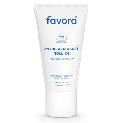 Favora antiperspirantti roll-on 50 ml hajusteeton antiperspirantti Rotuaarin apteekista.