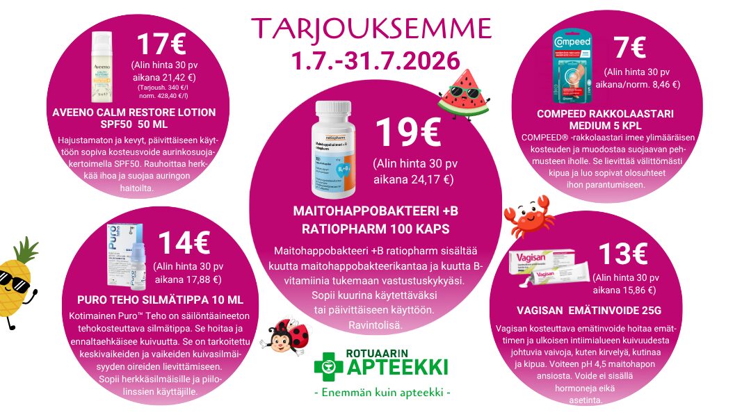 Tarjouksemme heinäkuussa kesäajan tarpeisiin Oulun keskustasta.