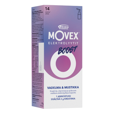 Movex Boost 14x10.5g annospussit kovan treenin yhteyteen Rotuaarin apteekissa.