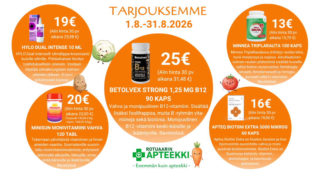 Tarjouksemme elokuussa jo syksyn tarpeita varten.