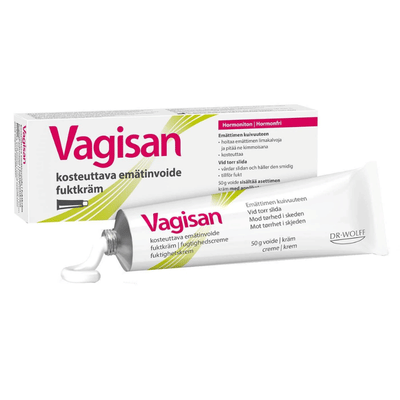 Vagisan kosteuttava emätinvoide 25 g intiimialueen ja emättimen kuivuuden hoitoon.