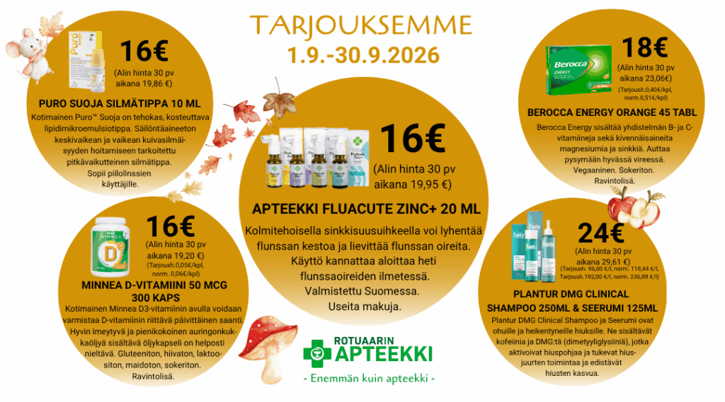 Tarjouksemme syyskuussa auttavat varautumaan syksyn koitoksia varten.